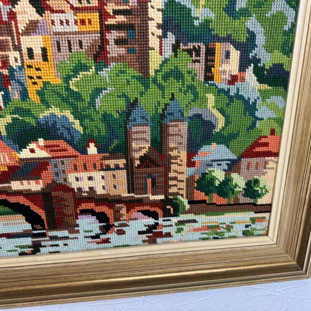 Vintage Embroidered picture Cross-stitch 